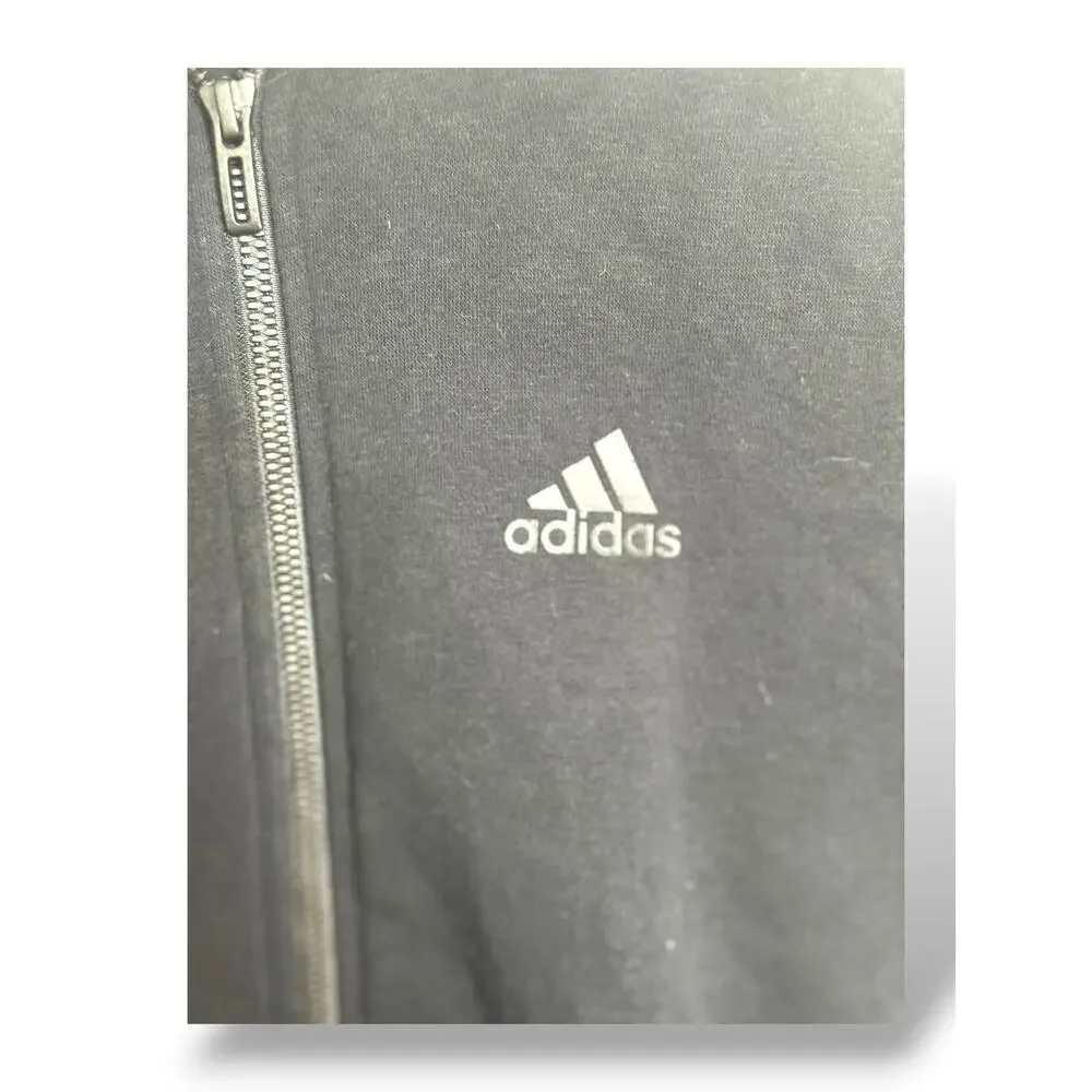 Adidas Black 3-Stripes Full Zip Hoodie Youth Medium Athletic Jacket Size 10-12